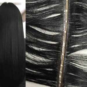 18″ Butterfly Double Genius Wefts(holes) 100% Human Remy Hair extensions #1